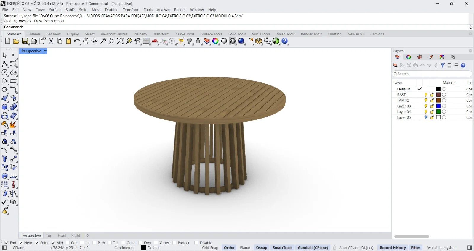 Modelagem Rhinoceros 3D